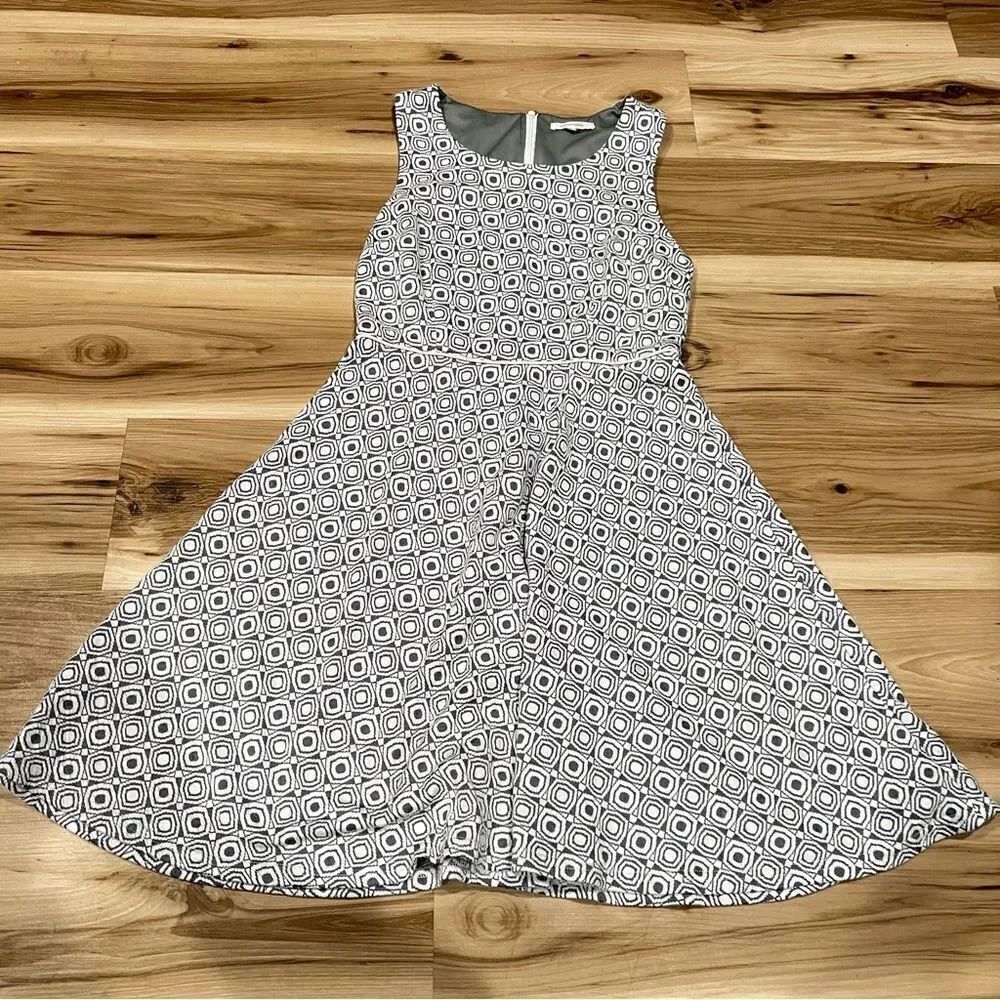 Stitch Fix 41 Hawthorn Fit and Flare Grey and White Dress Women’s Medium